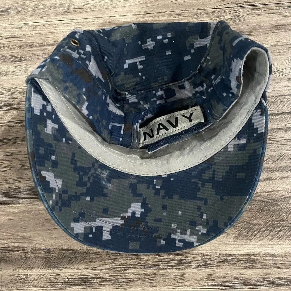 Youth Kids Army Military Blue Camouflage Trooper Hat